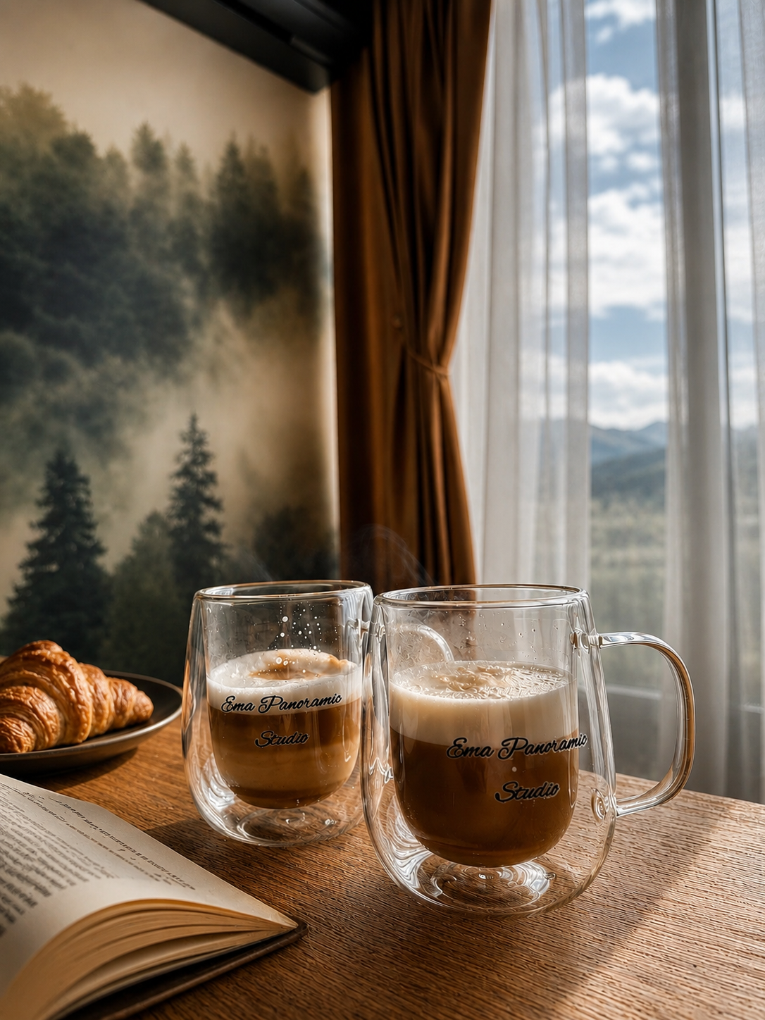 Cafea de dimineață cu priveliște spre munți